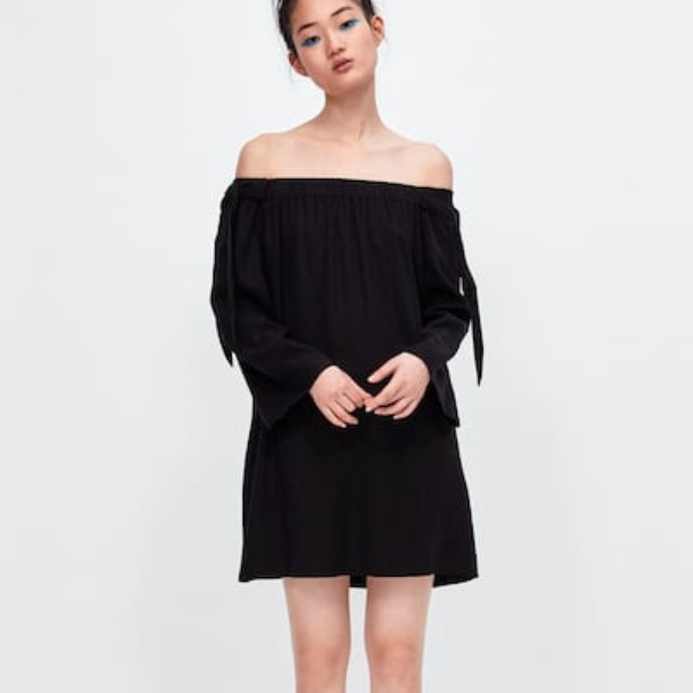 NWT ZARA OFF-THE-SHOULDER DRESS X-SMALL